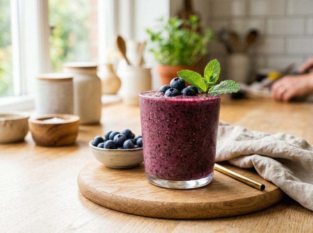 Thick Blueberry Chia Detox Smoothie That Keeps You Satisfied